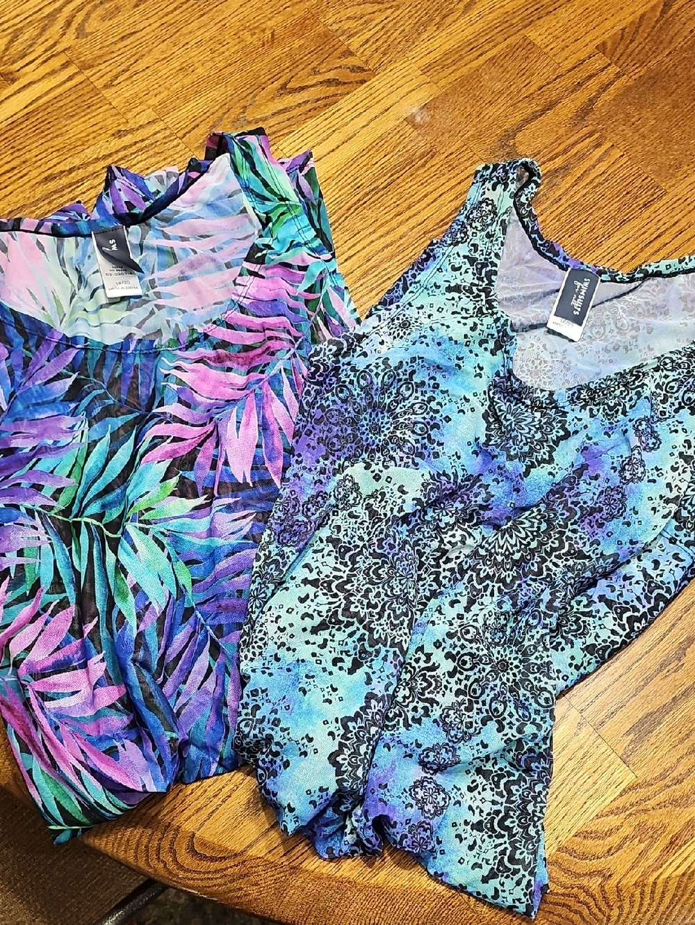 Bundle Of 2 Swimsuits For All Sleeveless Tropical & Paisley Cover Ups